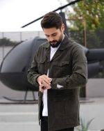 کت کتان یشمی مدل سردار