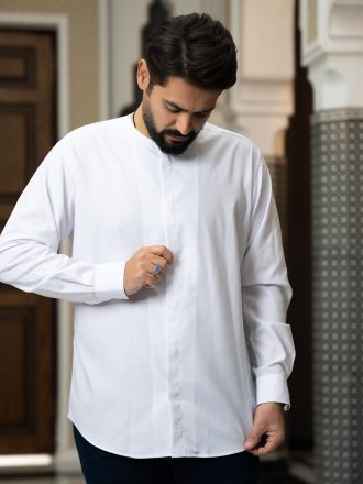 پیراهن عربی پنبه هادی سفید