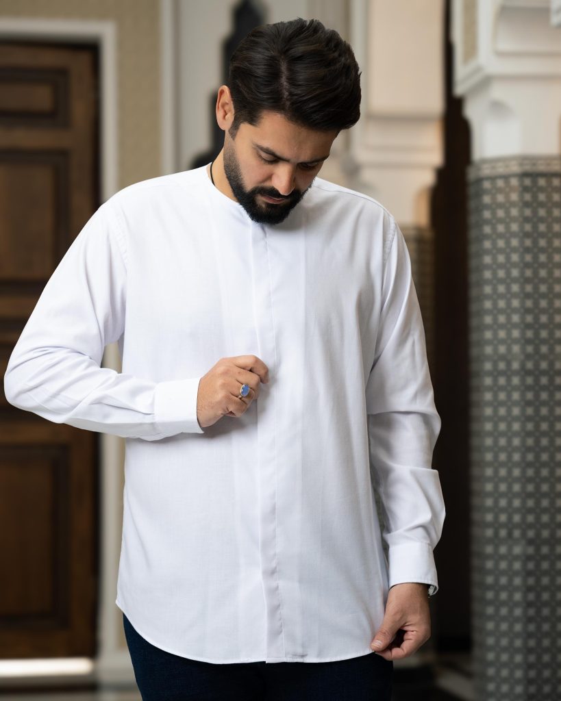 پیراهن عربی پنبه هادی سفید