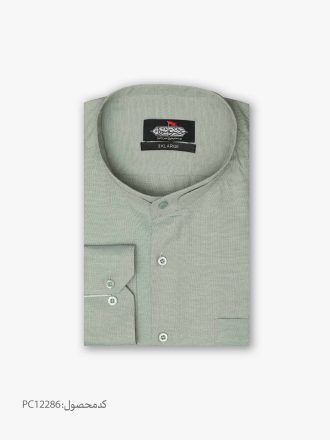 پیراهن تترون یقه دیپلمات کلاسیک ساده زمینه سبز کد PC12286