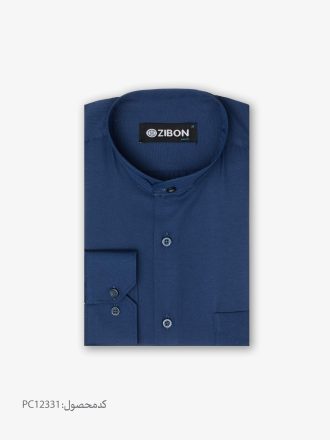 پیراهن تترون یقه دیپلمات کلاسیک ساده زمینه سرمه ای کد PC12331