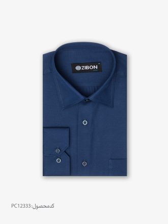 پیراهن تترون یقه انگلیسی کلاسیک ساده زمینه سورمه ای کد PC12333