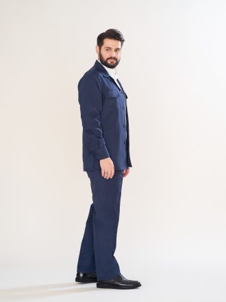 کت و شلوار سافاری مچ دار سرمه ای کد KS12062