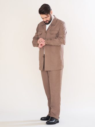 کت و شلوار سافاری مچ دار شکلاتی کد KS12063