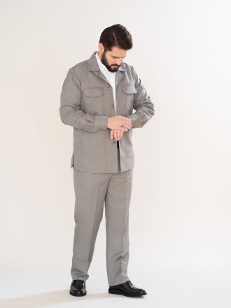 کت و شلوار سافاری مچ دار رنگ فیلی کد KS12064