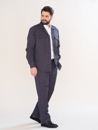 کت و شلوار سافاری مچ دار رنگ ذغالی کد KS12066