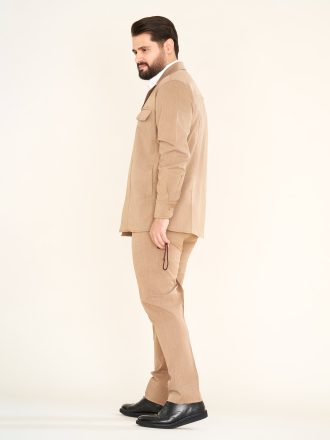 کت و شلوار سافاری مچ دار رنگ نسکافه ای کد KS12071