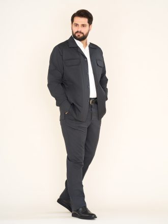 کت و شلوار سافاری مچ دار رنگ ذغالی کد KS12073