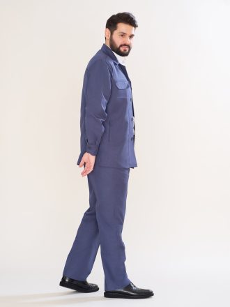 کت و شلوار سافاری مچ دار رنگ آبی کم رنگ کد KS12067