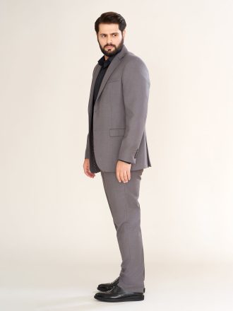 کت و شلوار کلاسیک دو چاک طوسی KS21077