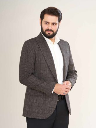 کت تک چهار خونه زمینه قهوه ای KS21078