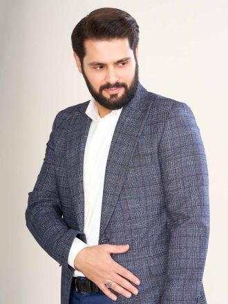 کت تک چهار خونه زمینه طوسی KS21079