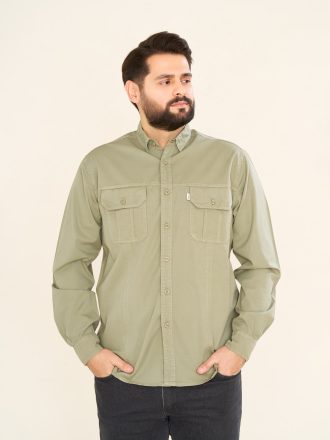 پیراهن دوجیب عماد رنگ پسته ای کد PD11056