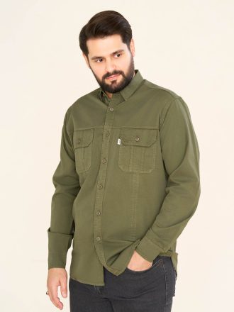 پیراهن دوجیب عماد رنگ یشمی کد PD11057