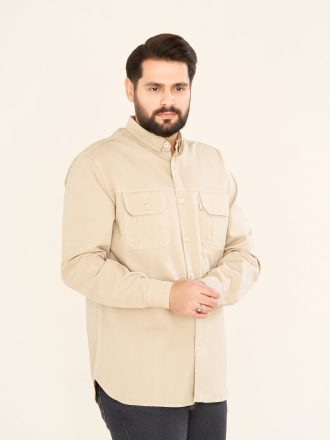 پیراهن دوجیب عماد رنگ کرم کد PD11058