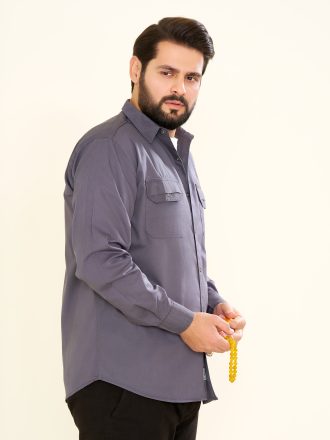 پیراهن کتان دوجیب طرح JEEP زمینه رنگ فیلی (PD12045)