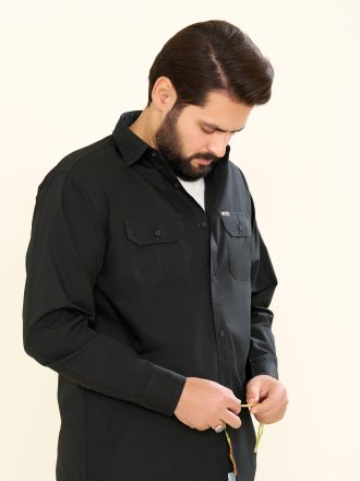 پیراهن کتان دوجیب طرح JEEP زمینه رنگ سبز یشمی (PD1205۵)