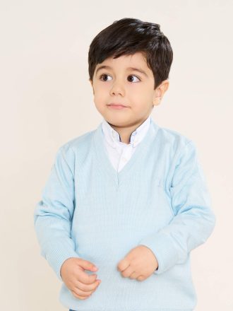 بلوز بافت بچگانه رنگ آبی روشن کد PU41021