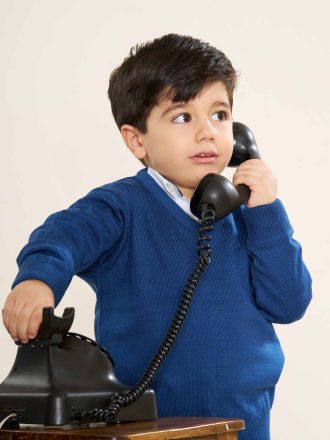 بلوز بافت بچگانه رنگ سورمه ای کد PU41025