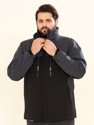 کاپشن کاراکال دوپوش دو رنگ زمینه مشکی، ذغالی کد KC120103