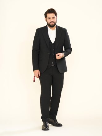کت و شلوار مجلسی تک دکمه مشکی KS21081