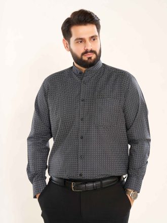 پیراهن تترون یقه دیپلمات کلاسیک  با خطوط سرمه ای و سبز  کدPC13044