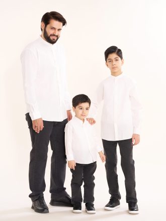 پیراهن بچه‌گانه رُهّان (یقه فرنچ) ساده رنگ شیری PB12137