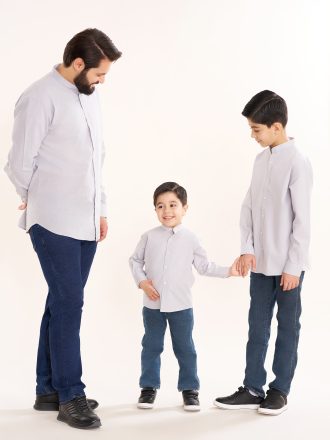 پیراهن بچه‌گانه رُهّان (یقه فرنچ) ساده رنگ طوسی PB12135